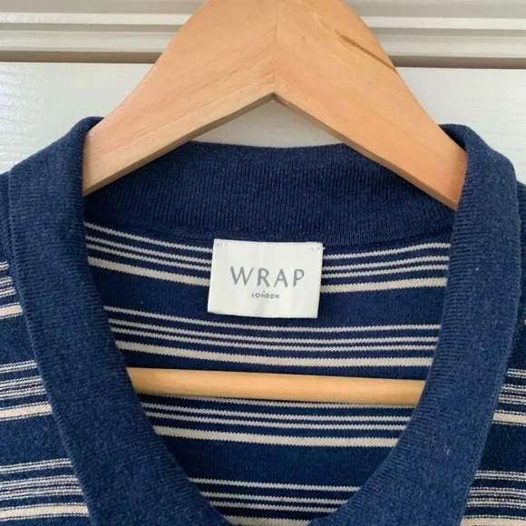 Wrap London Size 14 Dress Long Jumper Knitted Stripe Navy Maxi Nautical - Picture 8 of 8